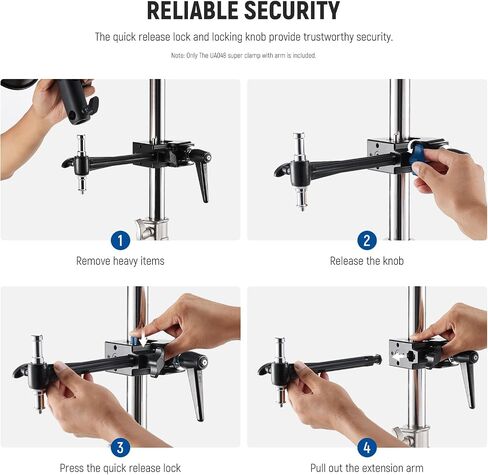 NEEWER Super Clamp with 5/8" Stud, Spring Lock, 2.4"/6cm Jaw Grip Heavy Duty Crab Pole Clamp for Round Pipe Flat Surface, for Photography Studio Camera & Lighting Mounting, Max Load 33lb/15kg, UA017 in Saudi Arabia