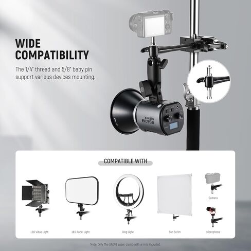 NEEWER Super Clamp with 5/8" Stud, Spring Lock, 2.4"/6cm Jaw Grip Heavy Duty Crab Pole Clamp for Round Pipe Flat Surface, for Photography Studio Camera & Lighting Mounting, Max Load 33lb/15kg, UA017 in Saudi Arabia