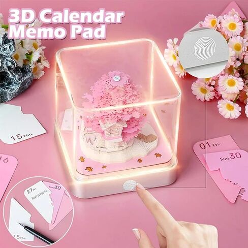 3D Memo Pads Paper, Creative Time Piece 2024 Notepad Artopad Carving Gift Desktop Decoration, Artist DIY Notes With LED Lights Craft (2024 Green Tree) in Kuwait