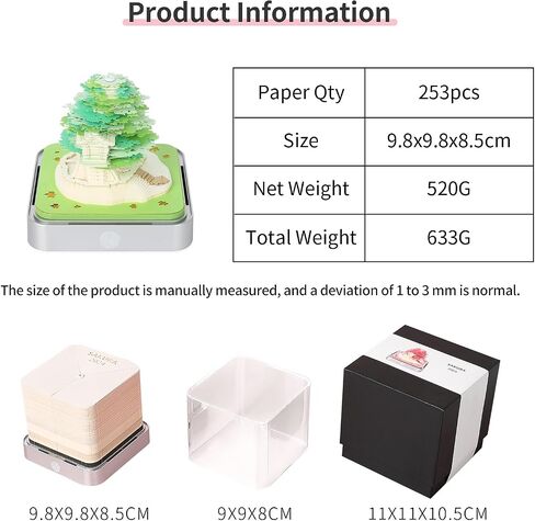 3D Memo Pads Paper, Creative Time Piece 2024 Notepad Artopad Carving Gift Desktop Decoration, Artist DIY Notes With LED Lights Craft (2024 Green Tree) in Kuwait