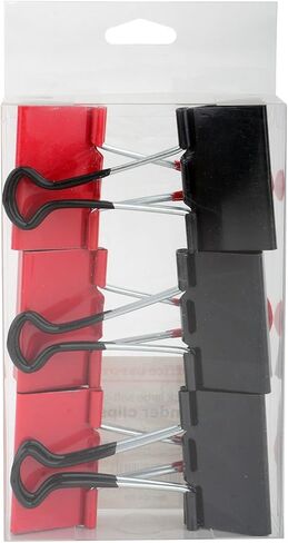 مشابك ربط العلامة التجارية Office Depot®، كبيرة، بعرض 2 بوصة، أسود/أحمر، عبوة من 6 قطع in Kuwait