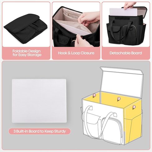 Hanging File Organizer Box with Lid, Portable Document Organizer Bag with Handle, Suitable for Letter Size Hanging File Folders, Black in Saudi Arabia