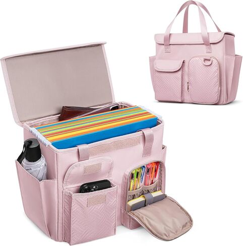 Hanging File Organizer Box with Lid, Portable Document Organizer Bag with Handle, Suitable for Letter Size Hanging File Folders, Black in Saudi Arabia
