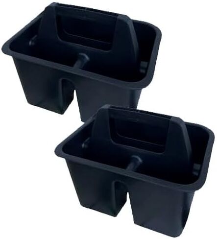 Stackable Small Arts & Crafts Caddies with Handles - 2pc Set - 3 Compartments, Black, Desk Organizer Caddy, Pen Holder, Handy Tool Carrier in Saudi Arabia