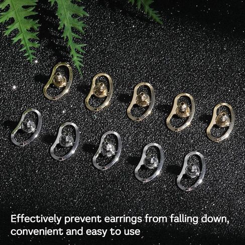 10Pcs Metal Earring Backs for Droopy Ears Large Earring Support Lifter Backings Replacements for Droopy Ears Earring Supports Earring Lifters for Stretched Earlobes Locking Butterfly Earring Backers in Saudi Arabia