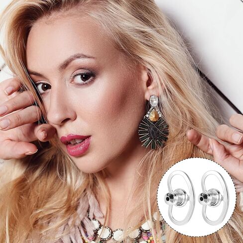 10Pcs Metal Earring Backs for Droopy Ears Large Earring Support Lifter Backings Replacements for Droopy Ears Earring Supports Earring Lifters for Stretched Earlobes Locking Butterfly Earring Backers in Saudi Arabia