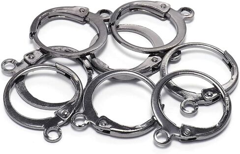 20Pcs/lot 14×12mm Gun Black Round French Lever Earring Hooks Wire Settings Base Hoops Earrings for DIY Earring Designs Jewelry Making Supplie Earring Backs and Findings Beading and Jewelry Making in Saudi Arabia