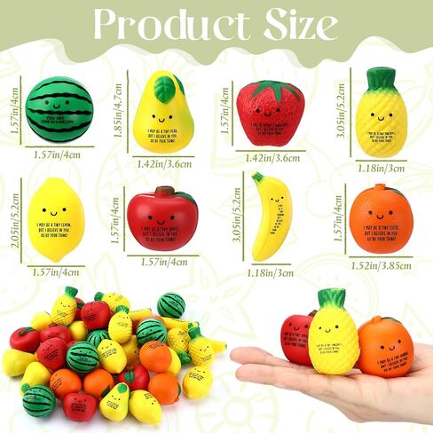 Outus 64 Pcs Christmas Fruit Stress Balls Bulk Inspirational Squeeze Balls Funny Balls Fidgets Watermelon Veggie Foam Stretchy Toy Thank You Gift for Employee Coworker Fruit Party Supplies (Classic) in Saudi Arabia
