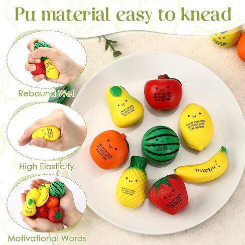 Outus 64 Pcs Christmas Fruit Stress Balls Bulk Inspirational Squeeze Balls Funny Balls Fidgets Watermelon Veggie Foam Stretchy Toy Thank You Gift for Employee Coworker Fruit Party Supplies (Classic) in Saudi Arabia