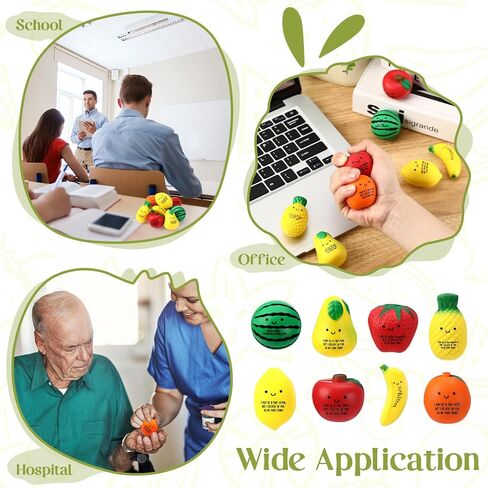 Outus 64 Pcs Christmas Fruit Stress Balls Bulk Inspirational Squeeze Balls Funny Balls Fidgets Watermelon Veggie Foam Stretchy Toy Thank You Gift for Employee Coworker Fruit Party Supplies (Classic) in Saudi Arabia