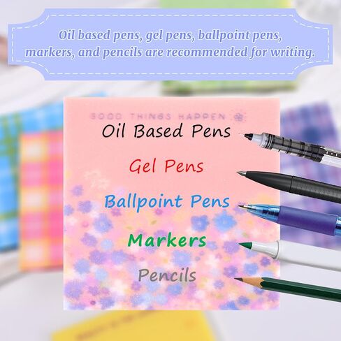 192 Sheets Transparent Sticky Notes, 3 x 3 Clear Self-Stick Note Glitter, Waterproof Translucent Memo Pads, See Through Self-Adhesive Note for Office School (Multicolored Plaid) in Saudi Arabia