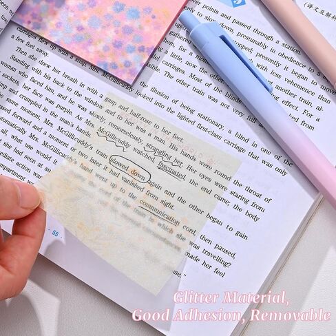 192 Sheets Transparent Sticky Notes, 3 x 3 Clear Self-Stick Note Glitter, Waterproof Translucent Memo Pads, See Through Self-Adhesive Note for Office School (Multicolored Plaid) in Saudi Arabia
