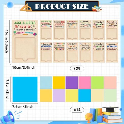 MixTeach 36 Pcs Teacher Appreciation Gifts Wooden Sticky Notes Pads Holder with Sticky Notes OPP Bags Inspirational Back to School Thank You Gifts Sticky Note Organizer for Teacher Coworker Employee in Saudi Arabia