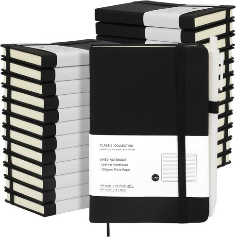 Coopay 6 Pack A6 Pocket Small Notebook with 6 Pens Bulk Classic Hardcover Leather Journal Set with Pen Holder for Men Women Writing, Office, Home, School, Business, 100GSM, 3.5" x 5.5", Multicolor in Saudi Arabia