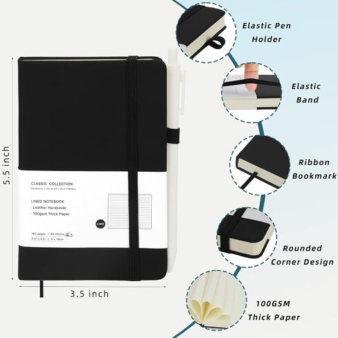 Coopay 6 Pack A6 Pocket Small Notebook with 6 Pens Bulk Classic Hardcover Leather Journal Set with Pen Holder for Men Women Writing, Office, Home, School, Business, 100GSM, 3.5" x 5.5", Multicolor in Saudi Arabia