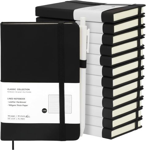 Coopay 6 Pack A6 Pocket Small Notebook with 6 Pens Bulk Classic Hardcover Leather Journal Set with Pen Holder for Men Women Writing, Office, Home, School, Business, 100GSM, 3.5" x 5.5", Multicolor in Saudi Arabia