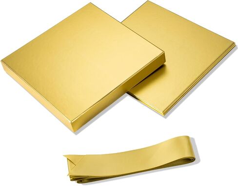 RUSPEPA Medium Matte Birthday Gift Box with Lids, Ribbon and Tissue Paper, Collapsible Gift Box - 1 Pcs, 9x9x9 Inches, Gold in Saudi Arabia