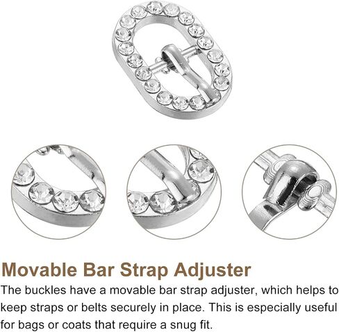 uxcell Rhinestone Roller Buckles, Single Prong Belt Buckle Crystal Triglides Slider Movable Bar Strap Adjuster in Saudi Arabia