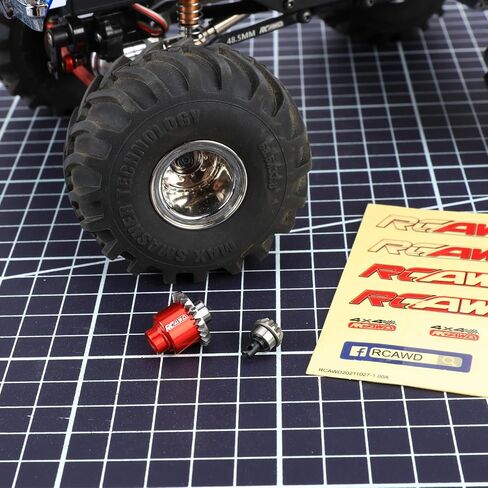 RCAWD Full-Metal Differential Assembly with Drive Gear for 1/18 1/24 Scx24 FMS Fcx18 Fcx24 Rc Crawler Car Upgrade Parts red in Saudi Arabia