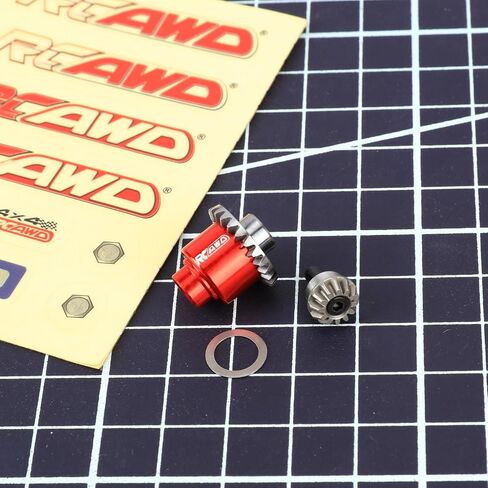 RCAWD Full-Metal Differential Assembly with Drive Gear for 1/18 1/24 Scx24 FMS Fcx18 Fcx24 Rc Crawler Car Upgrade Parts red in Saudi Arabia