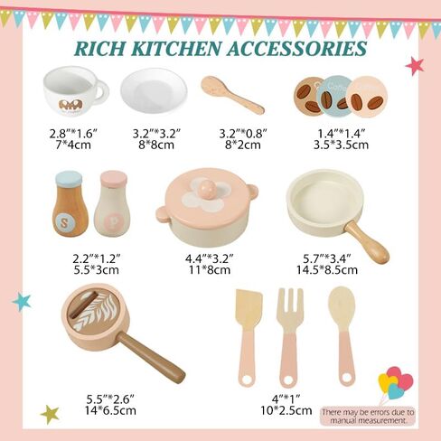 Wooden Small Play Kitchen Set for Toddlers and Kids, Montessori Pretend Kitchen Playset with Oven, Microwave and Coffee Grinder, Educational Mini Toy Kitchen for 1-3 Ages Girls and Boys in Saudi Arabia