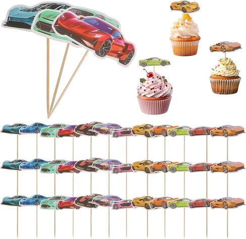 36 Pack Racing Car Cupcake Toppers, 12 Style Cars Cupcake Toppers, Fighting Race Car Cupcake Picks Decorations for Baby Shower Racing Sports Theme Baby Shower Birthday Party Cake Decors Supplies in Saudi Arabia
