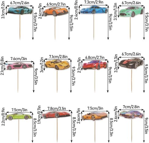 36 Pack Racing Car Cupcake Toppers, 12 Style Cars Cupcake Toppers, Fighting Race Car Cupcake Picks Decorations for Baby Shower Racing Sports Theme Baby Shower Birthday Party Cake Decors Supplies in Saudi Arabia