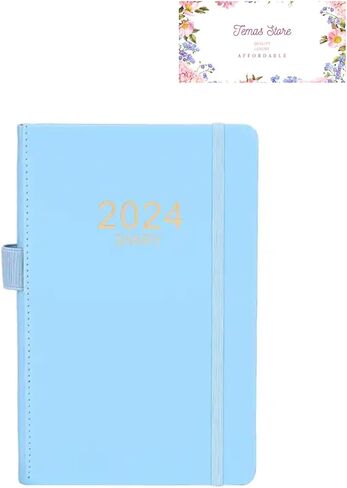 A5 Diary 2024 Day Per Page from Jan 2024 to Dec 2024, A5 Daily Planner with Monthly Tabs, Pen Loop and Inner Pocket, Diaries Office Work Planner Desk Organiser Diaries for Students Office (Blue) in Saudi Arabia