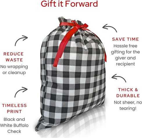 Gather & Knot Drawstring Christmas Gift Bags | 20" Large 16" Medium |Reusable Reindeer Fabric Gift Wrap for Holidays | Mix & Match Set in Saudi Arabia