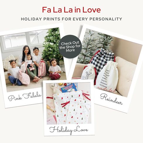 Gather & Knot Drawstring Christmas Gift Bags | 20" Large 16" Medium |Reusable Reindeer Fabric Gift Wrap for Holidays | Mix & Match Set in Saudi Arabia