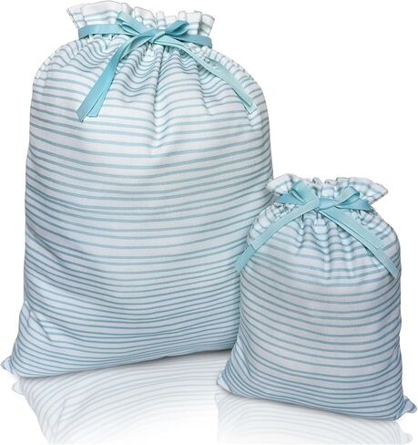 Gather & Knot Drawstring Christmas Gift Bags | 20" Large 16" Medium |Reusable Reindeer Fabric Gift Wrap for Holidays | Mix & Match Set in Saudi Arabia