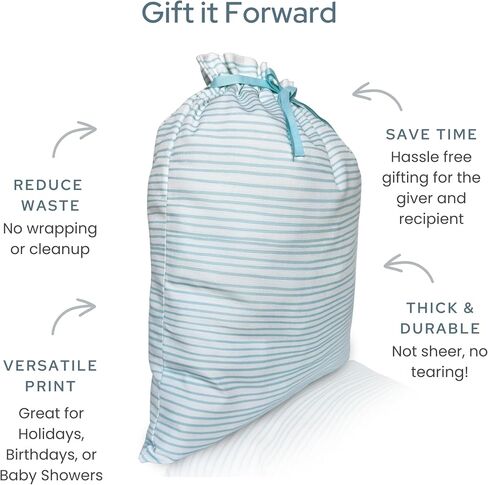 Gather & Knot Drawstring Christmas Gift Bags | 20" Large 16" Medium |Reusable Reindeer Fabric Gift Wrap for Holidays | Mix & Match Set in Saudi Arabia