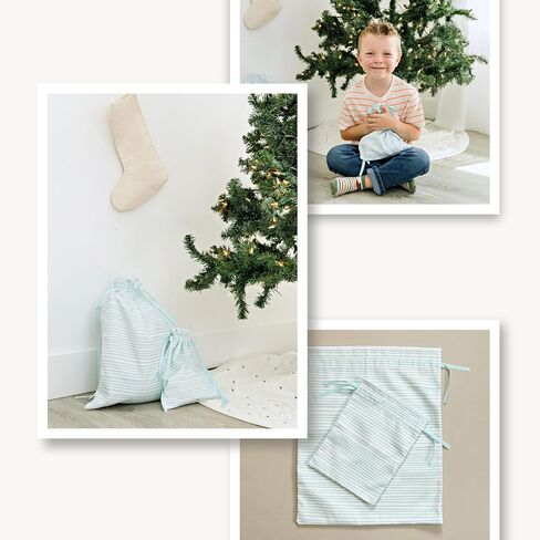 Gather & Knot Drawstring Christmas Gift Bags | 20" Large 16" Medium |Reusable Reindeer Fabric Gift Wrap for Holidays | Mix & Match Set in Saudi Arabia