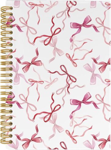 Bow Notebook, Coquette Notebook, Preppy Notebook Journal, Trendy Funky Pink Bow 5.5"x8.3" 164pages Lined Notebooks College Ruled, Girly Notebooks for Women Office School Supplies in Kuwait