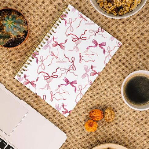 Bow Notebook, Coquette Notebook, Preppy Notebook Journal, Trendy Funky Pink Bow 5.5"x8.3" 164pages Lined Notebooks College Ruled, Girly Notebooks for Women Office School Supplies in Kuwait