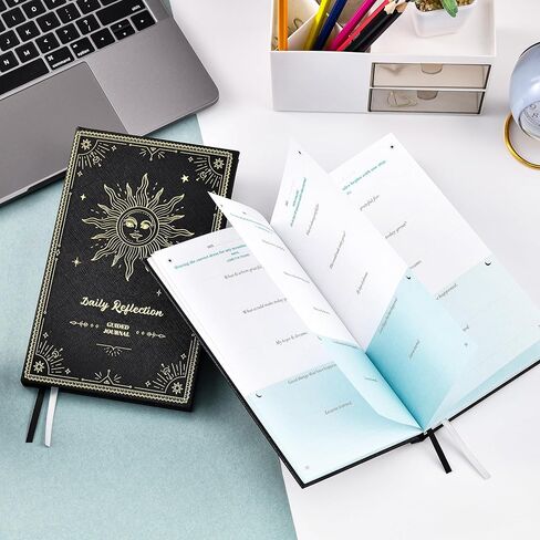 مجلة إرشادية للانعكاس اليومي - مجلة إرشادية يوميًا، مجلة يومية لمزيد من السعادة واليقظة والإنتاجية والتأمل، مجلة يومية إرشادية للانعكاس للنساء والرجال، 13 بوصة × 21 بوصة، غلاف فني in Kuwait