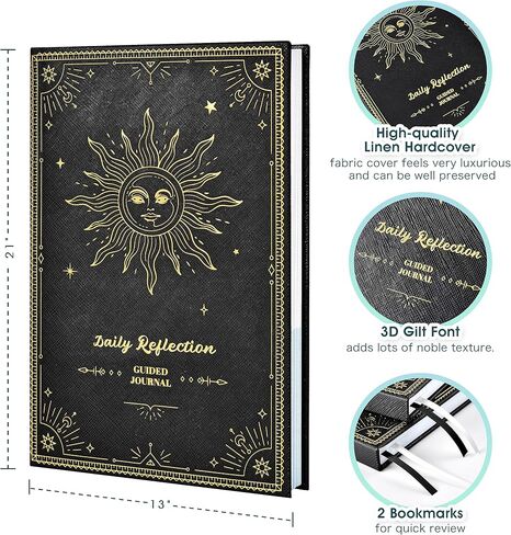 مجلة إرشادية للانعكاس اليومي - مجلة إرشادية يوميًا، مجلة يومية لمزيد من السعادة واليقظة والإنتاجية والتأمل، مجلة يومية إرشادية للانعكاس للنساء والرجال، 13 بوصة × 21 بوصة، غلاف فني in Kuwait