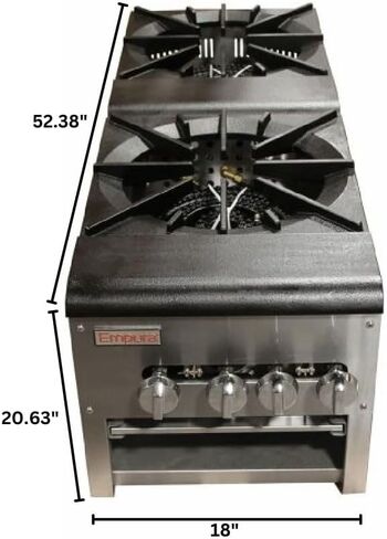 18" Heavy-Duty Natural Gas Stock Pot Stove | Countertop Hot Plate Range for Restaurant Catering | (1) Burner, 110,000 BTU | 18"W x 23"D x 23"H, Stainless Steel (Included: LP Conversion Kit) in Saudi Arabia