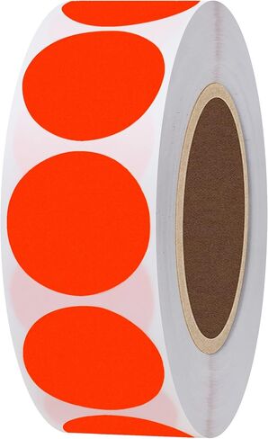 Hybsk 1 Inch Round Blank Fluorescence Red Shooting Target Pasters | Total 1,000 Adhesive Target Dots Per Roll (Fluorescent Red) in Kuwait