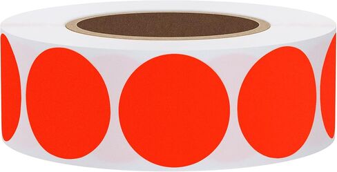 Hybsk 1 Inch Round Blank Fluorescence Red Shooting Target Pasters | Total 1,000 Adhesive Target Dots Per Roll (Fluorescent Red) in Kuwait