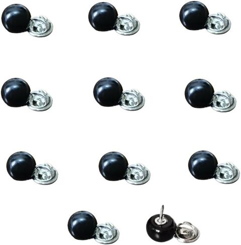 No Sew Button,Decorative Pearl Button,Black Pearl Buttons,Cover Up Pinsfor Cloth, Shirt,Dress,Hat,Shoes,Bags,Reusable for Crafts and Apparel, 12mm 0.47inch (10pcs-Black) in Kuwait