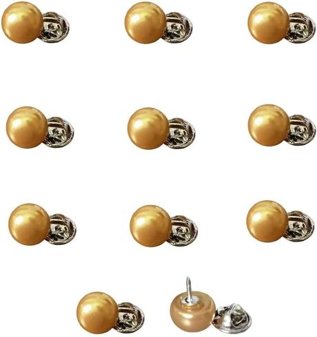 No Sew Button,Decorative Pearl Button,Black Pearl Buttons,Cover Up Pinsfor Cloth, Shirt,Dress,Hat,Shoes,Bags,Reusable for Crafts and Apparel, 12mm 0.47inch (10pcs-Black) in Kuwait