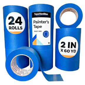 Blue Painters Tape, 2 inch x 60 Yards, Case of 24 Rolls, Made in The USA (1.88 inch/48mm)