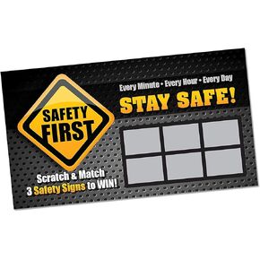Safety First Scratch and Win - (100 Pack) - Workplace Safety Scratch Off Game Tickets - Employee Incentive
