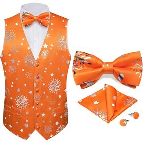 DiBanGu Mens Christmas Vest and Bow Tie Set Festival Christmas Snowflake Suit Vest for XmasNew Year Party Formal