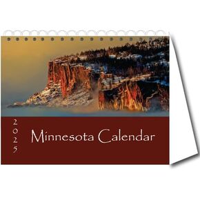 Generic 2025 Minnesota Desktop Calendar, Red