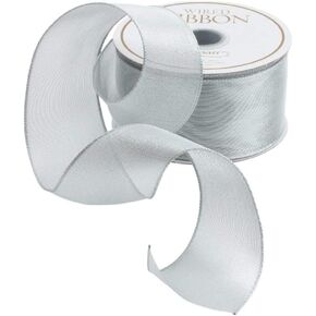 Caspari Sheer Silver Wired Ribbon - Two 27 Ft. Spools