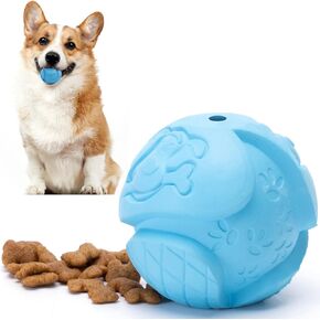 Nobleza Dog Treat Ball, Durable Safe Rubber IQ Dog Food Ball Dispenser for Chewing and Slow Feeing, Interactive Bouncy Enrichment Treat Dispensing Ball Toy for Small and Medium Dogs, 2.4in, Blue