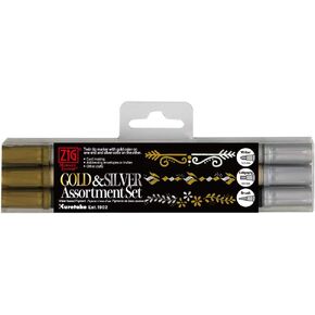 Kuretake Zig Gold and Silver pens Assortment Set, Professional Quality for Artist, Christmas Card, Brush Lettering, Illustration, Card Making, Writing, AP-Certified, Made in Japan