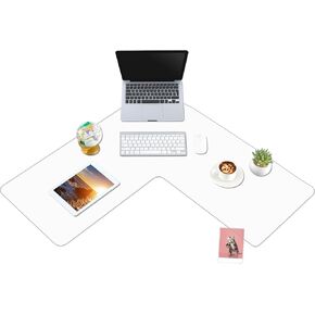 Clear L Shaped Desk Mat 36.2" x 15.7" PVC Mouse Pad for Corner Desk Waterproof Computer Corner Desk Pad Large L Shaped Writing Desk Pad Protector for Office Home Desk Computer Protection